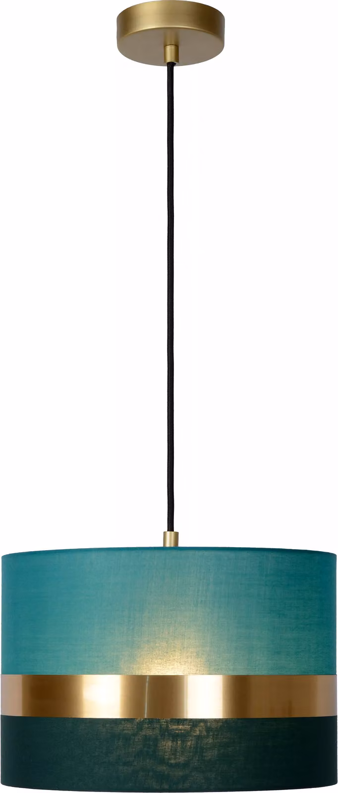 Lampada a sospensione EXTRAVAGANZA verde-turchese 1xE27x40W in tessuto, dimensioni: 152,5x30x30 cm, IP20, Lucide