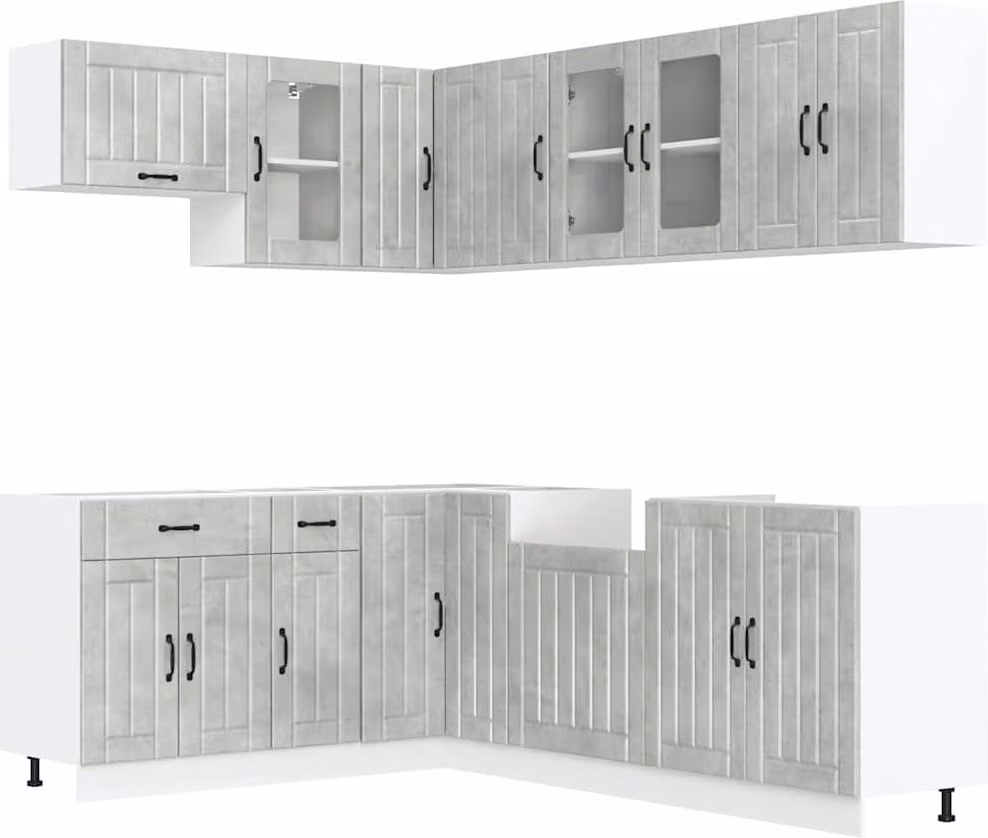 Set Mobili da Cucina 11 pz Lucca Grigio Cemento in Truciolato