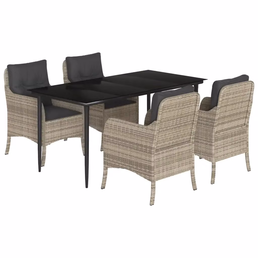 Set Pranzo da Giardino vidaXL in Polyrattan con Piano in Vetro e 5 Pezzi, Grigio Antracite – 2