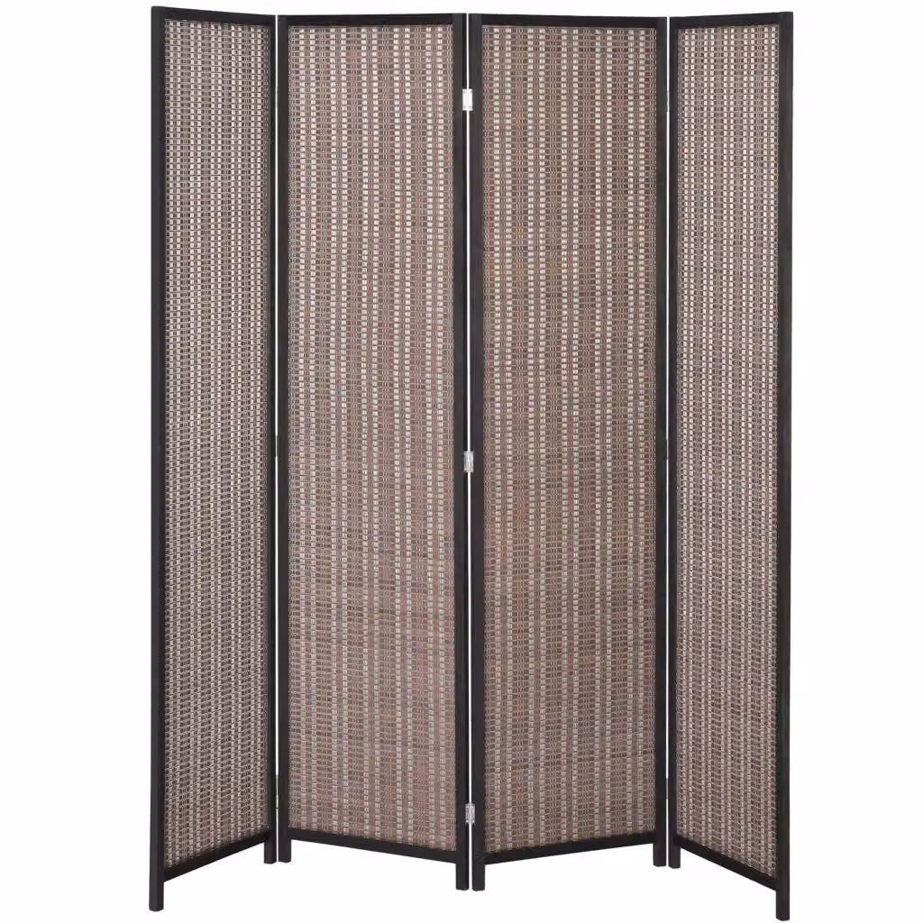 Paravento separatore ambienti pieghevole Xylo in legno marrone con 4 pannelli H 180 cm x L 180 cm – 2
