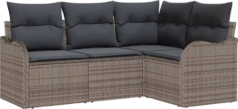 Set Divano da Giardino 4 pcs Grigio polyrattan