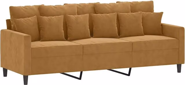Divano | Divano da soggiorno | Sofa a 3 Posti Marrone 180 cm in Velluto