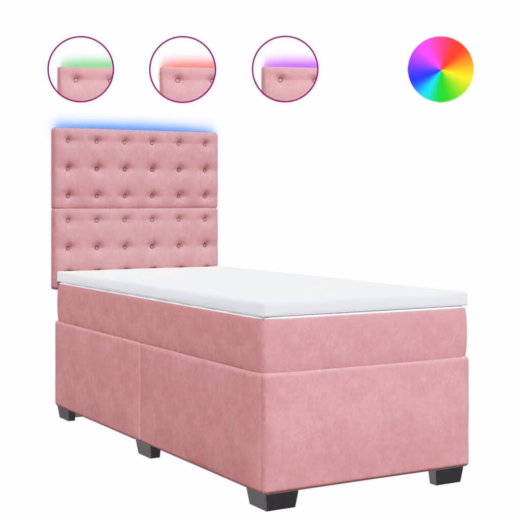 Giroletto a Molle con Materasso Rosa 100x200 cm in Velluto