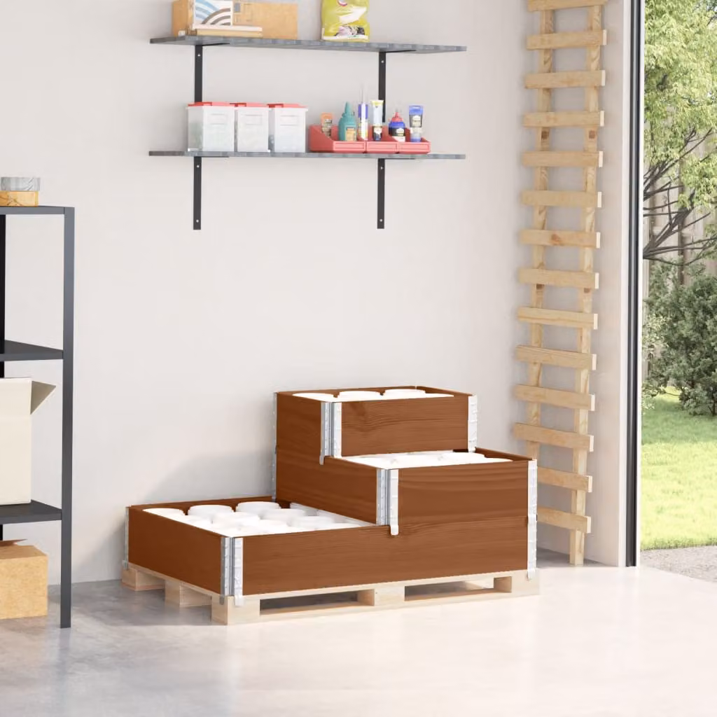 Fioriera Rialzata a 3 Livelli vidaXL in Legno di Pino Marrone L: 120 cm, P: 80 cm, H: 60,5 cm