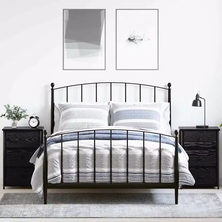 Set di 2 Armadi da Notte Moderni vidaXL in Rovere e Nero L/P/H: 40 x 36 x 60 cm