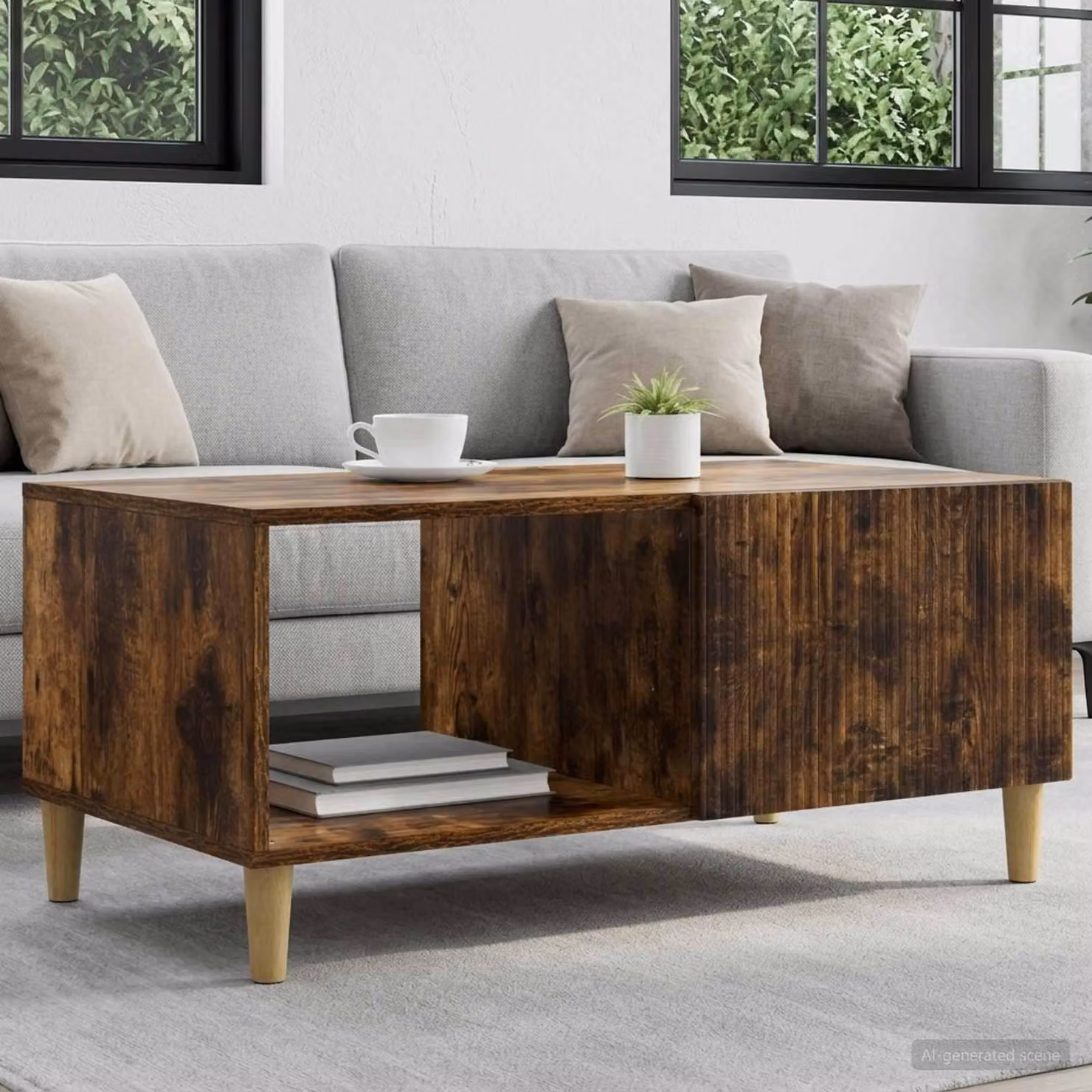 Maison Exclusive - Tavolino da caffè in legno impiallacciato noce, 90 x 50 x 40 cm