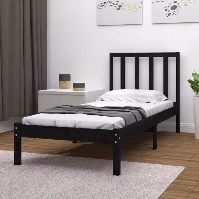Giroletto VIDAXL in Legno di Pino Massello Nero per Camera da Letto L/P/H: 195.5 x 81.0 x 100.0 cm – 1