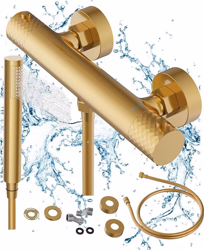 Granitan - Miscelatore doccia - Rubinetto doccia - Miscelatore oro - termostatico - ottone - GLAMI