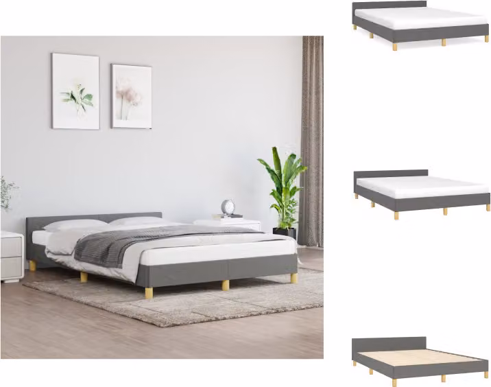 vidaXL Struttura letto con testiera in tessuto grigio scuro 140x200 cm - Letti e strutture letto