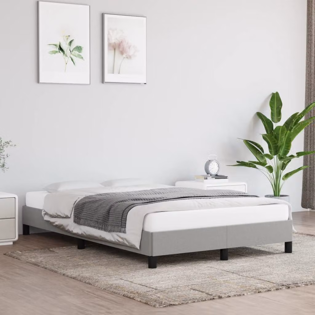 The Living Store Struttura letto grigio chiaro 120x200 cm in tessuto