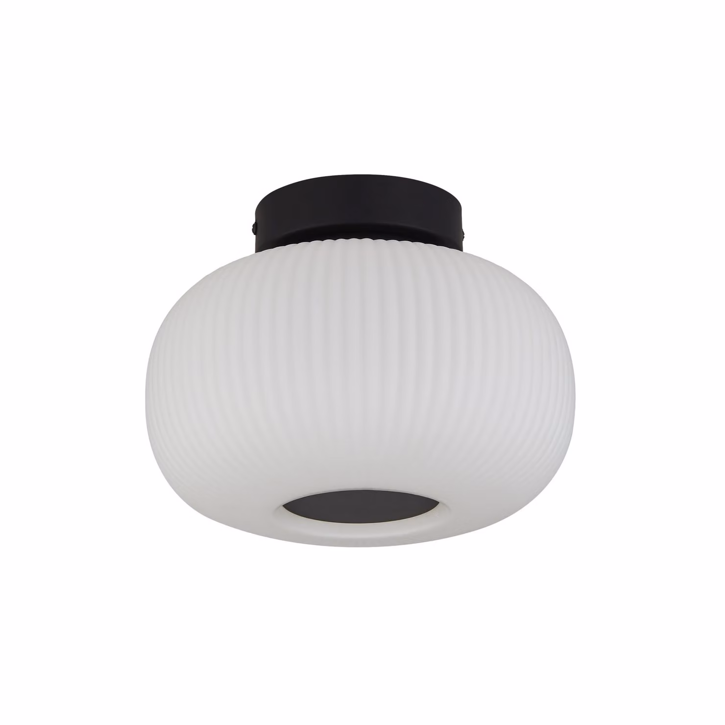 Plafoniera Contemporanea Lumina Acciaio Bianco Vetro Nero 1 Luce E27
