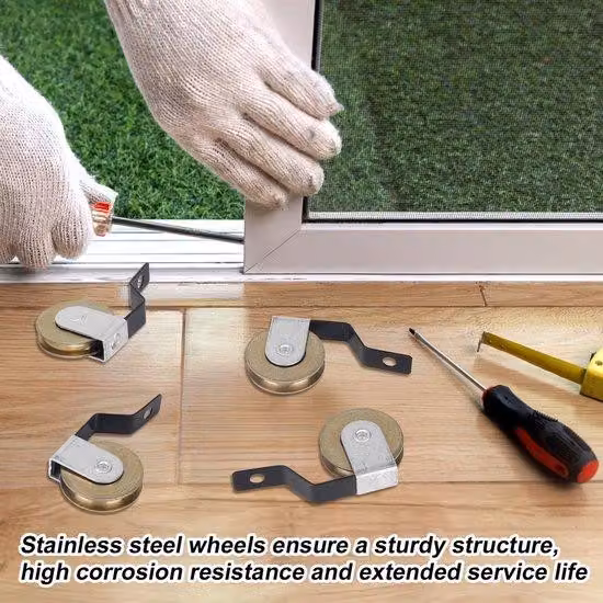 Set di supporti per porte scorrevoli in acciaio inossidabile – Kit di ricambio – Confezione da 4 – 5,3 x 3 x 1 cm – Resistenti – Multiuso – Adatti a diverse porte scorrevoli
