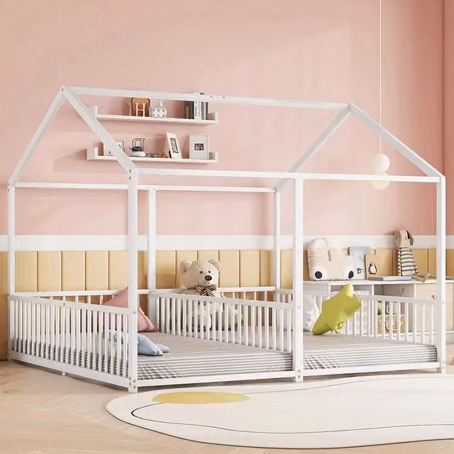 Letto a castello per bambini - Xylo - 90x200 cm - Bianco - Design casa con rampa e scala