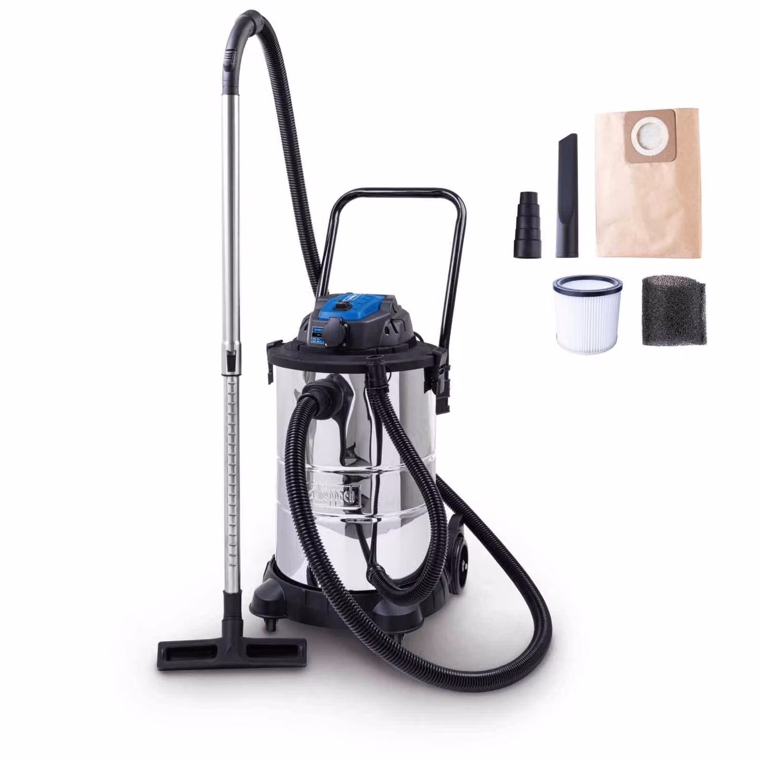 VC50 Aspiratore a umido e a secco - 1400 W - Contenitore in acciaio inox da 50L - SCHEPPACH