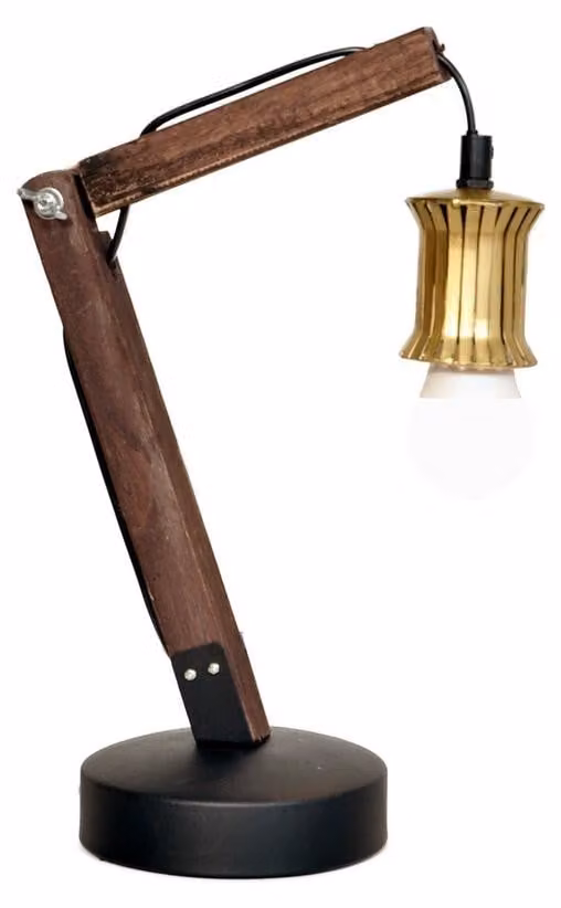 Lampada da tavolo Hangover VII in legno e ottone