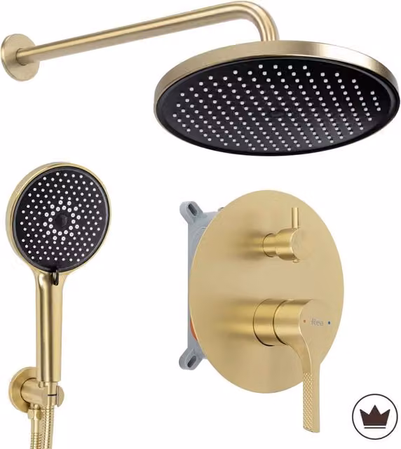 Set Doccia Da Incasso Rea Maxim Brush Gold + Box