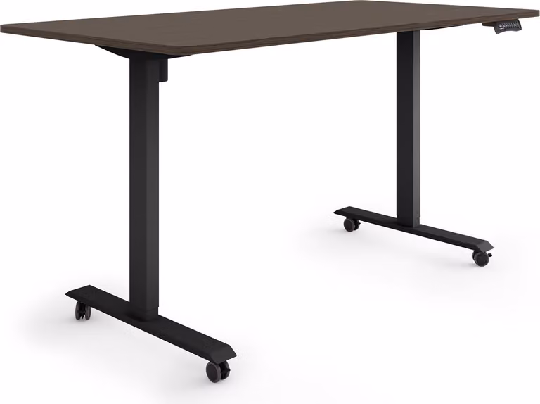 ESMART Germany ETX-121BE 160x80cm Decorazione ebano Scrivania ergonomica in piedi/seduta su rotelle Regolabile elettricamente in altezza in modo continuo 78,5-128,5cm 3 x porta di ricarica USB con memoria Promemoria attività
