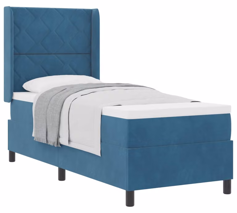 Letto a molle con materasso Blu 80 x 200 cm Velluto