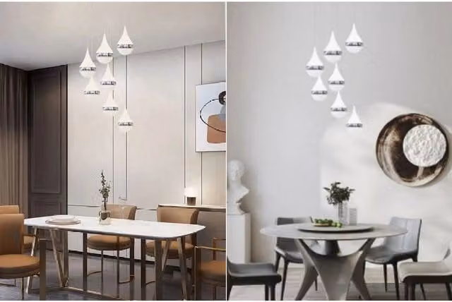 Lampada a Sospensione LED Trade Shop Traesio Design a Goccia Cascata 80W Bianco e Cromo