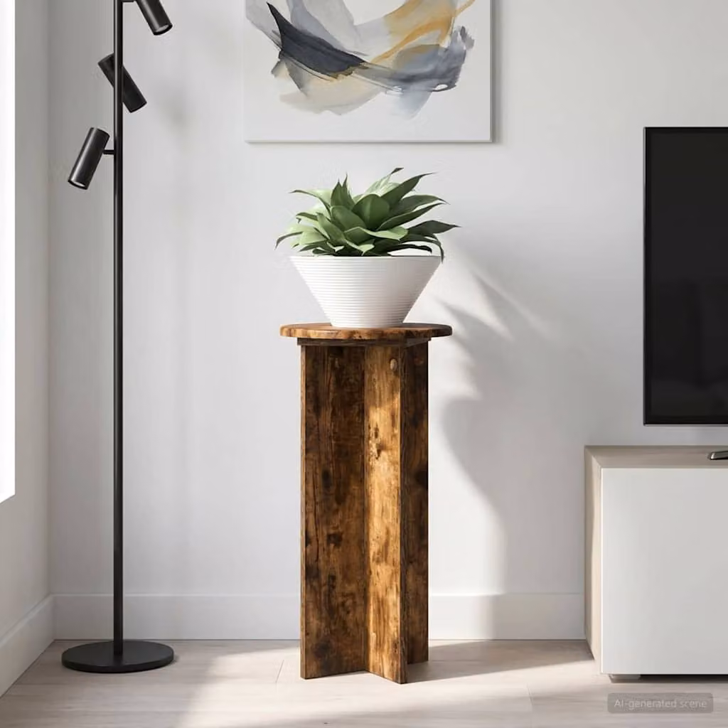 Set di 2 supporti per piante vidaXL in legno MDF, colore marrone fumo, L/P/H: 29,5 x 29,5 x 60 cm