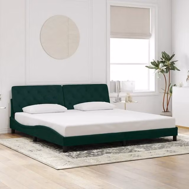 Giroletto vidaXL in Velluto Verde con Doghe in Legno L/P/H: 205 x 200 x 218 cm