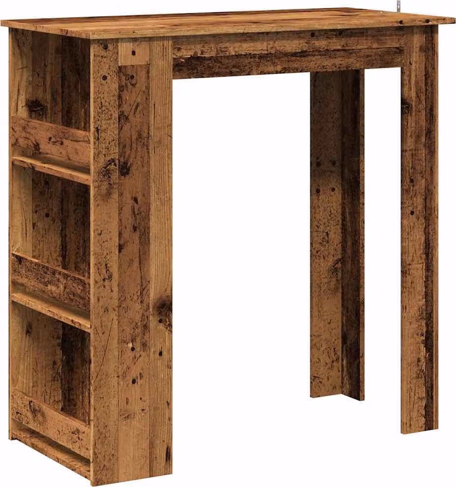 Tavolo da Bar con Ripiano Legno Antico 102x50x103,5 cm