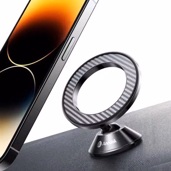 Supporto magnetico per smartphone Andobil per auto con cavo USB-C integrato, nero