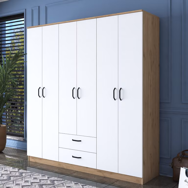 Skye Decor, BA115 - 2283, armadio, noce, 100% PANNELLI DI PARTICELLE RIVESTITI IN MELAMMINA, 180 x 47,3 x 190,8 cm