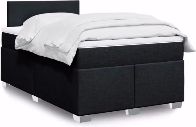 Letto Ibrido Moderno vidaXL con Struttura in Legno di Pino e Materasso in Tessuto Nero e Bianco L/P/H: 120 x 200 x 100,5 cm – 1