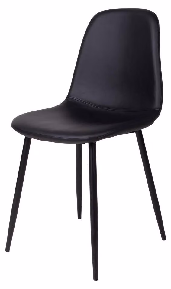 Sedia da pranzo rivestita in ecopelle, colore nero, dimensioni 47x39 cm
