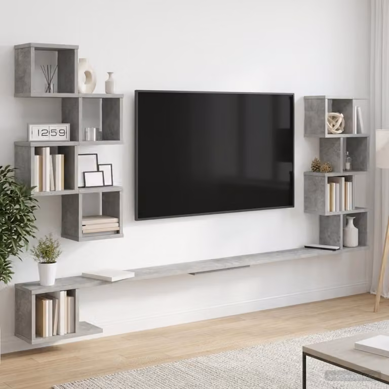 vidaXL Mensola per TV da muro moderna in MDF Grigio, L 160 x P 15 x H 94 cm