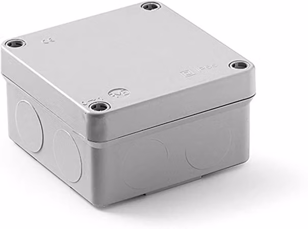 FAMATEL – Scatola di derivazione impermeabile IP55 | Coperchio a pressione | Senza cono | 100x100x55 | Grigio