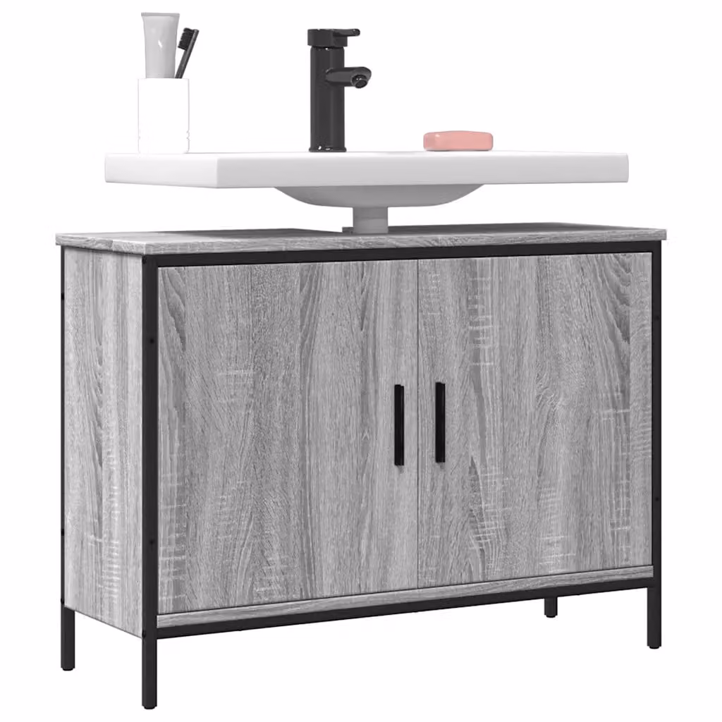 Mobile Lavabo da Bagno Moderno vidaXL Grigio, L: 80 cm, P: 30 cm, H: 60 cm