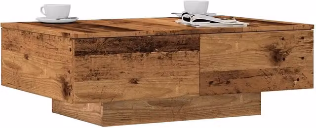 Tavolino da salotto rettangolare vidaXL in legno color marrone antico L/P/H: 90 x 60 x 31 cm – 1