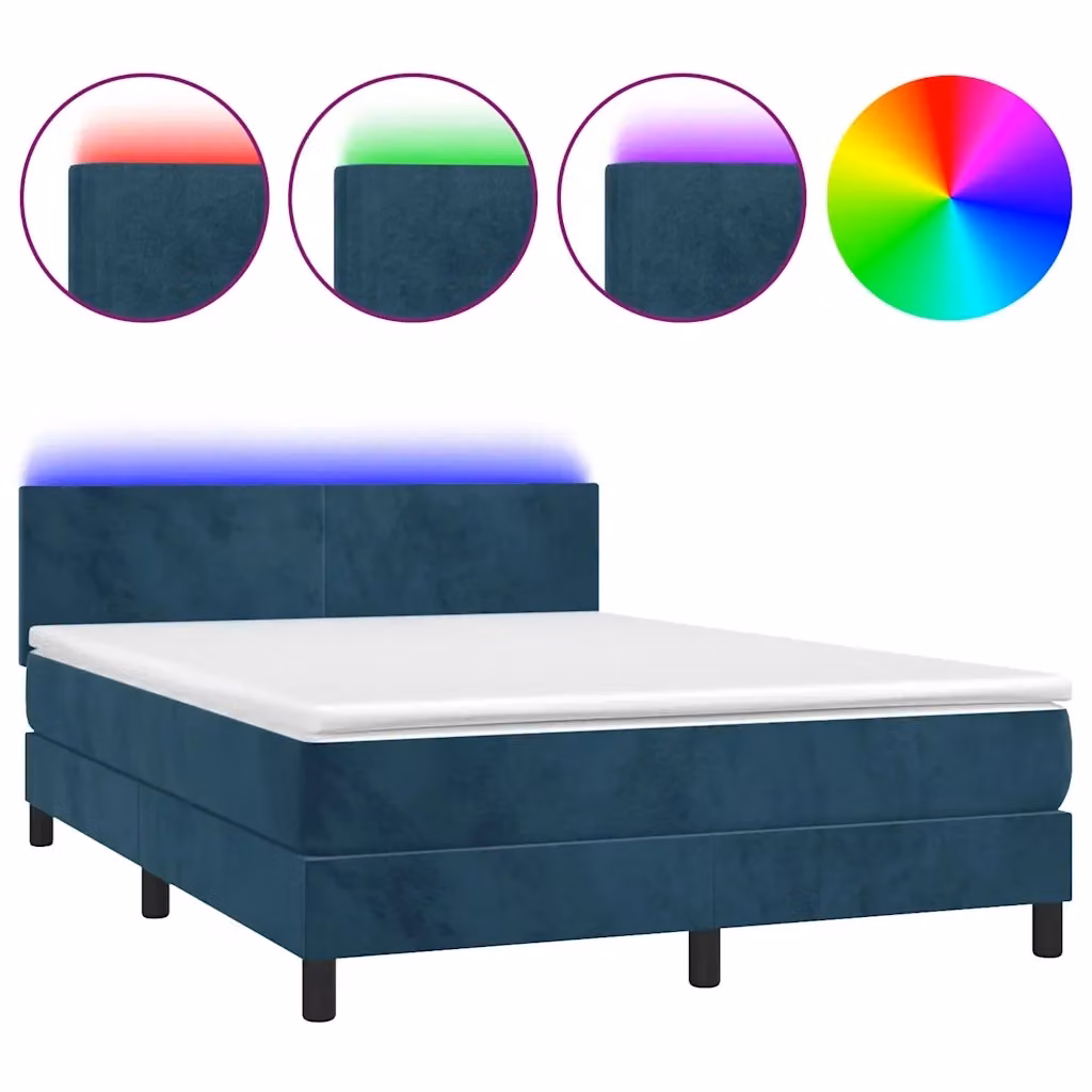 Letto Ibrido vidaXL con Materasso e Illuminazione LED Blu e Bianco L/P/H: 144 x 193 x 88 cm – 2