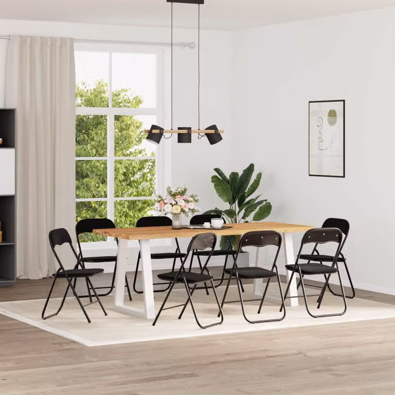 Set di 8 sedie pieghevoli vidaXL in velluto nero con struttura in metallo, L/P/H: 48 x 44 x 78 cm