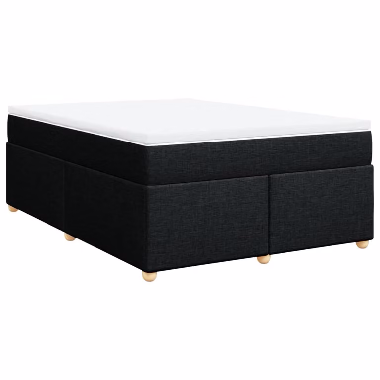 Giroletto a Molle con Materasso Nero 160x200 cm in Tessuto