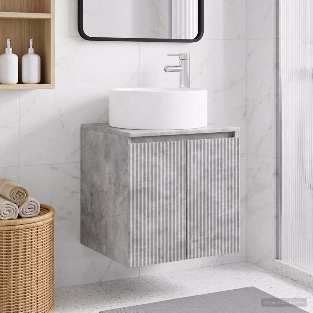 Mobile lavabo da parete vidaXL in MDF Grigio, L: 49,5 cm, P: 44,5 cm, H: 65,5 cm