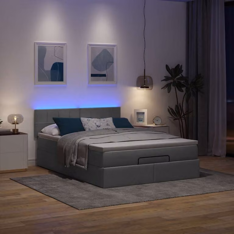 Maison Exclusive - Pouf Letto con Materasso e LED Grigio Scuro 140x190 cm