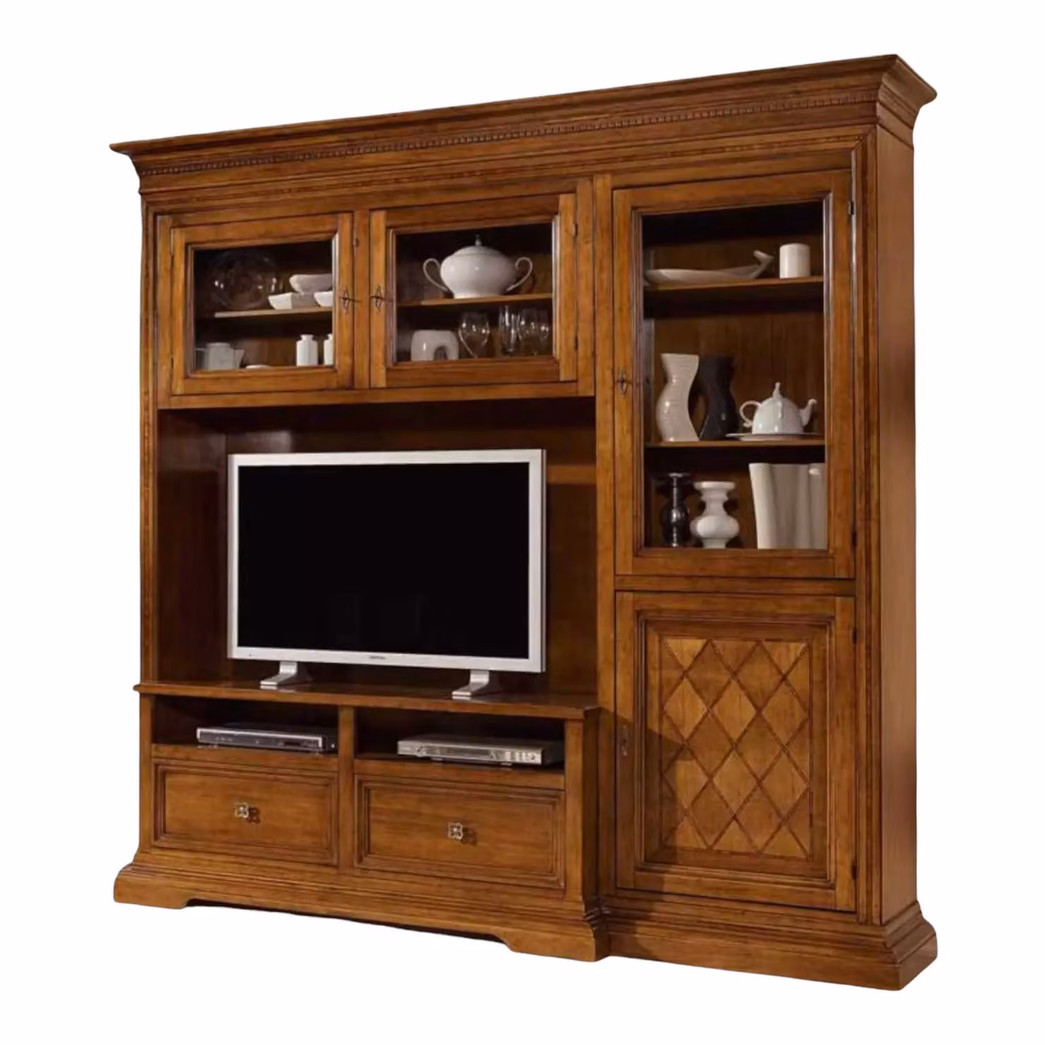 Parete attrezzata Bassano in legno noce color marrone di Mobili 2G L/P/H: 230 x 57 x 235 cm – 2