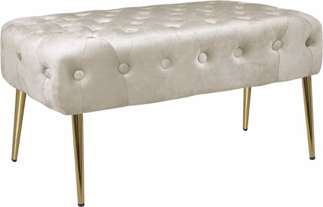 Panca Imbottita in Velluto Beige con Gambe in Metallo e Legno Massello per Camera da Letto o Ingresso - Il Gruppone Passione Casa