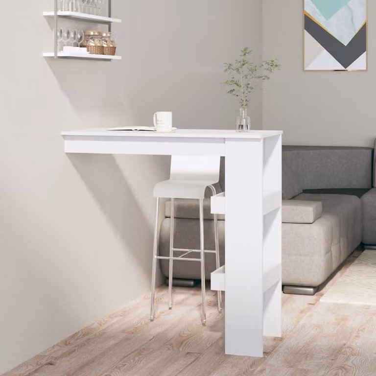 Maison Exclusive - Tavolino da bar da appoggio a muro, bianco, 102x45x103,5 cm, materiale derivato dal legno