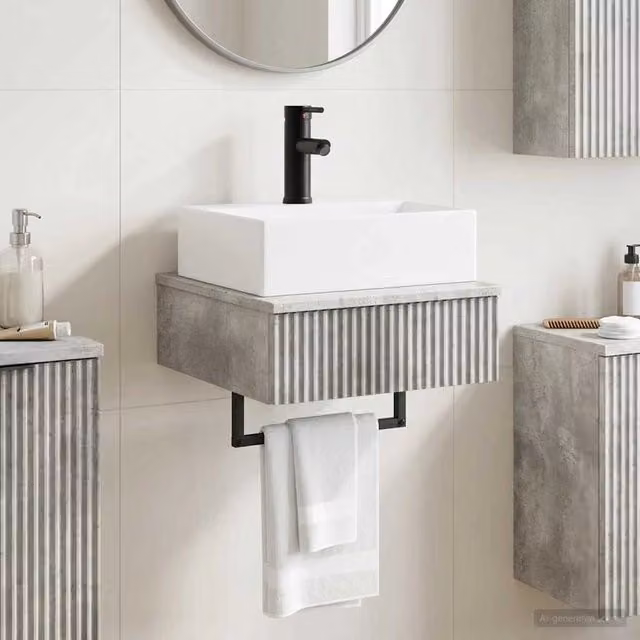 Lavabo da parete vidaXL in plastica grigio, L: 40 cm, P: 41 cm, H: 39 cm – 1