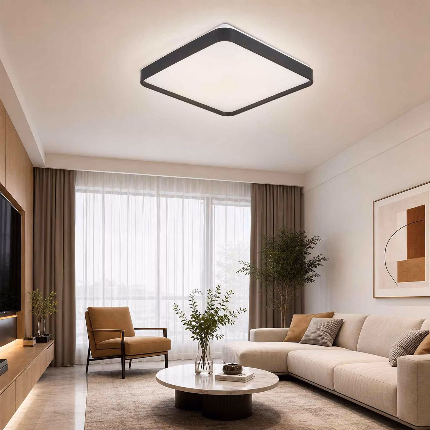 ZELURXX, plafoniera LED quadrata, 38x38 cm, 36W, 3 temperature di colore: 3000K/4000K/5000K, materiale: ferro e PVC, colore: nero