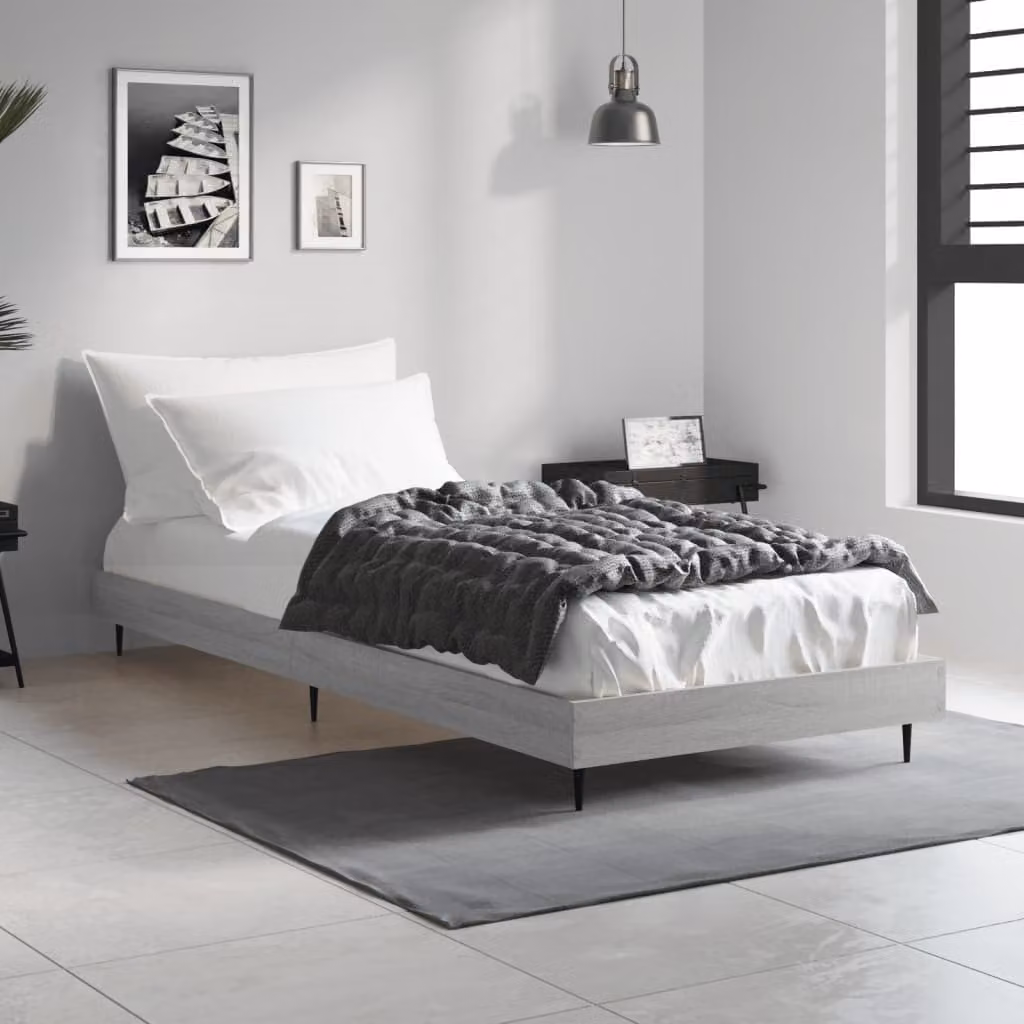The Living Store Rete da letto Grey Sonoma 75x190 cm Materiale a base di legno