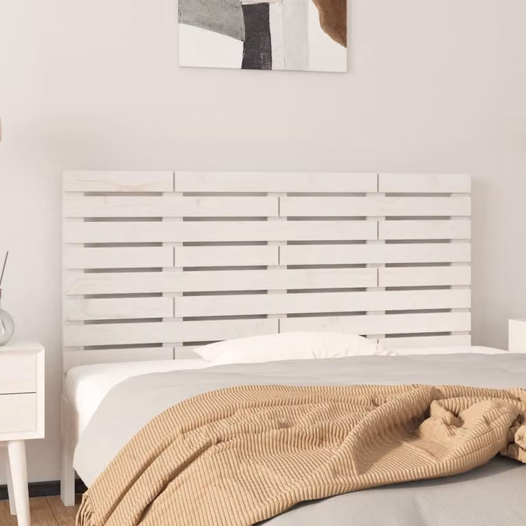 Testiera da parete vidaXL in legno massello di pino bianco L: 126 cm, P: 3 cm, H: 63 cm