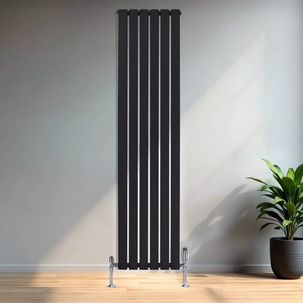 Radiatore Verticale in Acciaio Monster Group BV Nero con Valvole Termostatiche H: 180 cm, L: 42 cm – 2