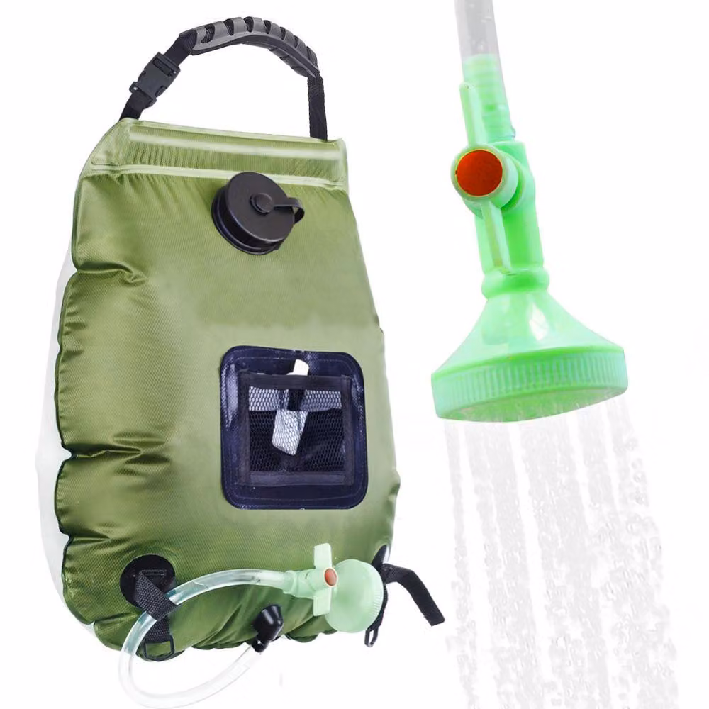 Zimilo 20L Doccia solare da campeggio, sacca doccia da esterno portatile, doccia solare con indicatore di temperatura, sacca solare pieghevole da viaggio, nero