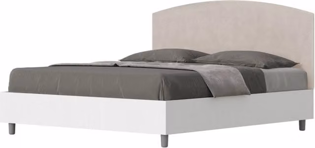 Letto Matrimoniale 160x200 cm struttura bianco frassino testata Antilia - Contenitore,Microfibra,Sabbia
