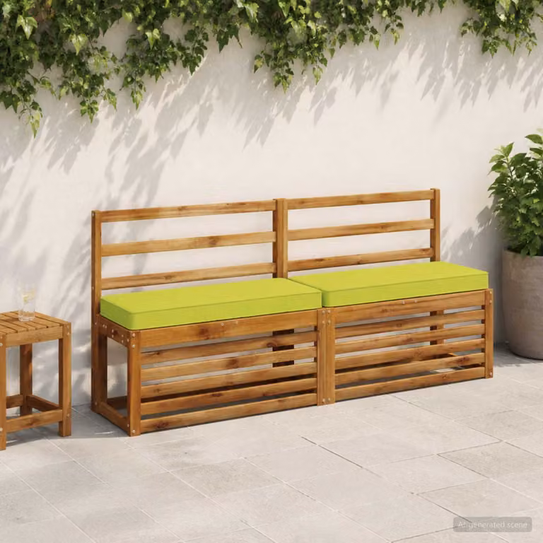 Set di 2 cuscini per panchina vidaXL VUGHT in poliestere verde con rivestimento rimovibile e resistente ai raggi UV